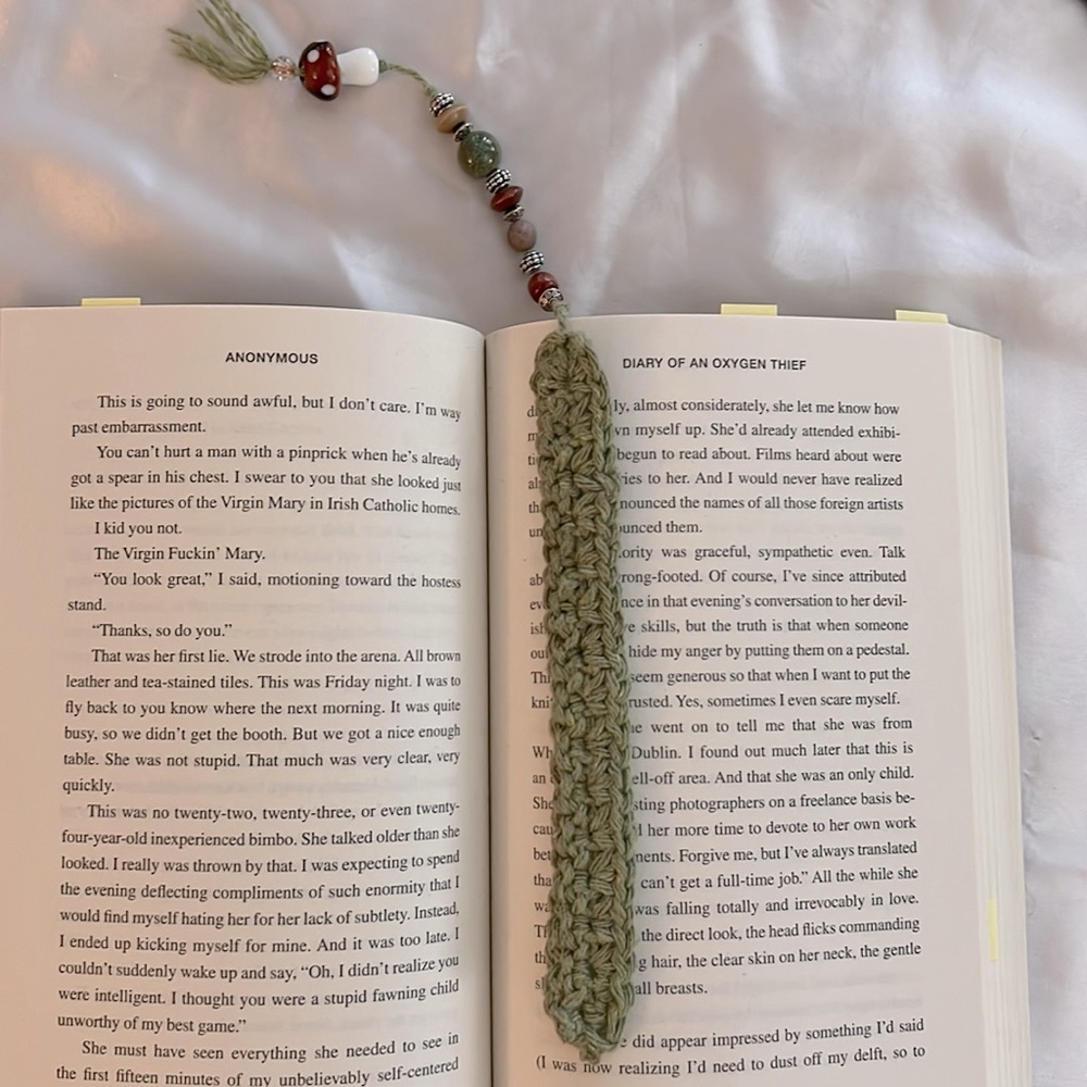 Sage Green Cotton Crotchet Bookmark